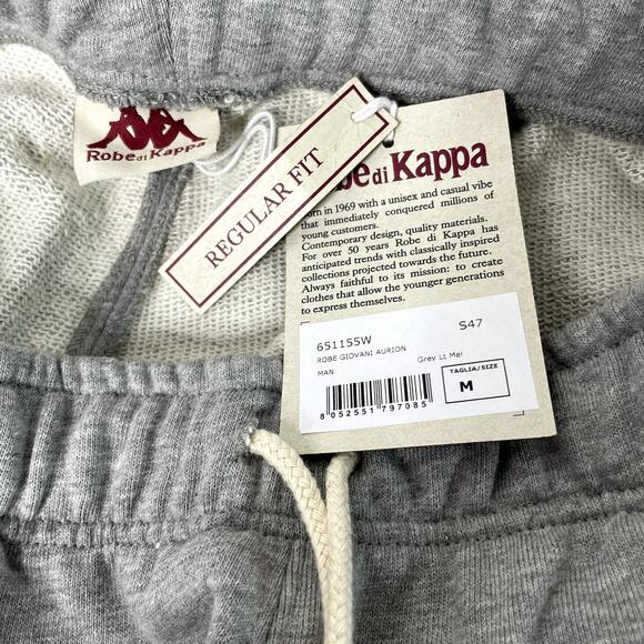 Robe di Kappa French Terry Fleece Sweatpants Omini Logo Light Grey Men's Medium - Picture 10 of 13